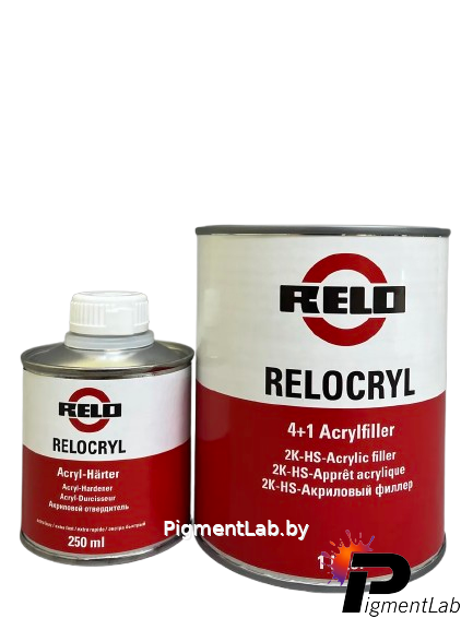 RELO Грунт акриловый HS 4+1 2K Relocryl 1,25л с отвердителем белый